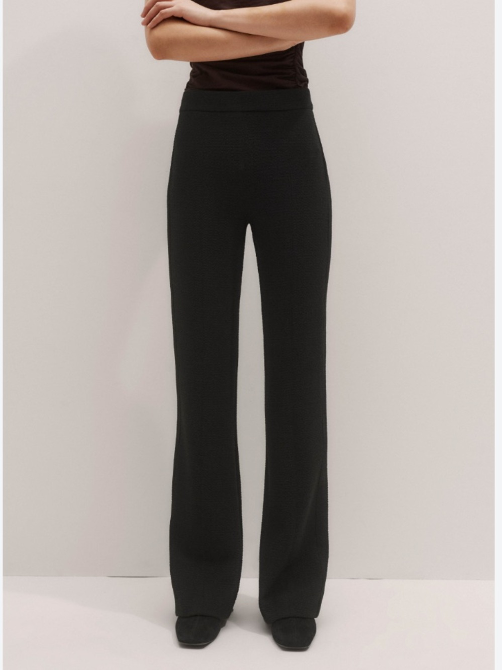 ME+EM Trousers Textured Slim-Leg in Black